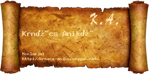Krnács Anikó névjegykártya